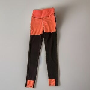POP‎ Fit High-Waisted Colorblock Leggings Black Coral Orange Women's Size S